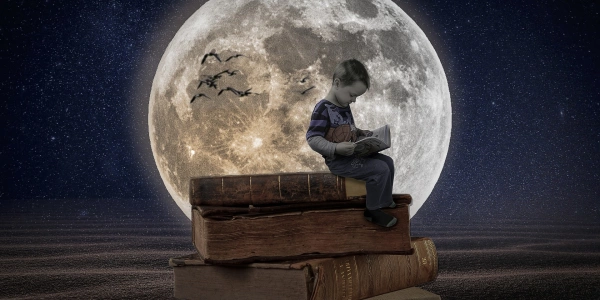Im Mondschein ein Buch lesen